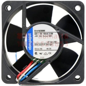 Ebmpapst 614N/2GHH 24V 120MA 2.9W 3wires Cooling Fan