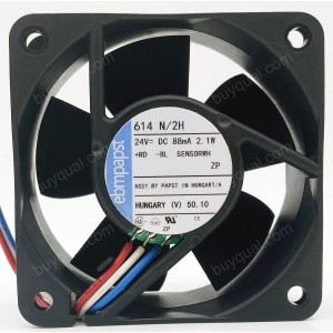 Ebmpapst 614N/2H 24V 88mA 2.1W 3wires Cooling Fan
