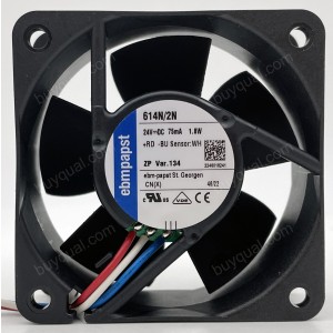 Ebmpapst 614N/2N 24V 75mA 1.8W 3wires Cooling Fan - Original New