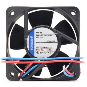 Ebmpapst 614NN 24V 1.8W 2wires Cooling Fan