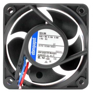 Ebmpapst 624HH 624HHU 24V 146mA 3.5W 2wires Cooling Fan 