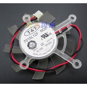 T&T 7015L12F 12V 0.15A 2wires Cooling Fan
