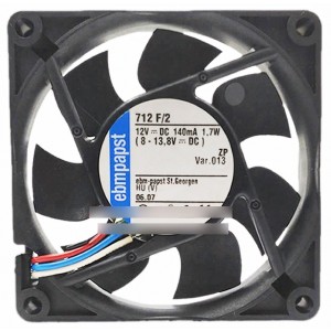 Ebmpapst 712F/2 12V 140mA 1.7W 3wires Cooling Fan 