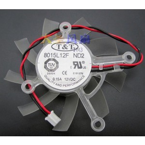 T&T 8015L12F 12V 0.15A 2wires Cooling Fan