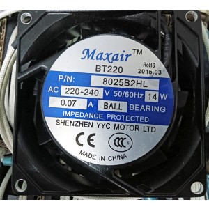 Maxair 8025B2HL 220/240V 0.07A 14W 2wires cooling fan