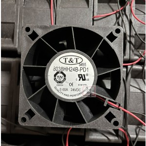T&T 8038HH24B-PD1 24V 0.6A 2wires Cooling Fan