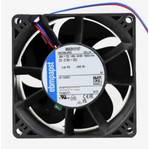 Ebmpapst 8214JH4 ( VWCF080JJFMS 9692910197 ) 24V 1.65A 39.6W 2wires Cooling Fan - Original New