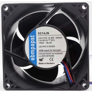 Ebmpapst 8214JN 24V 0.45A 10.8W 2wires Cooling Fan - New