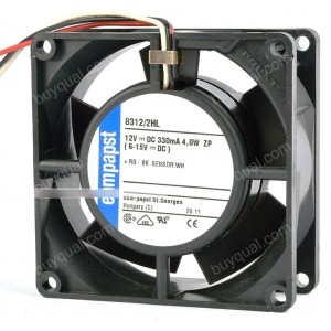 Ebmpapst 8312/2HL 12V 330mA 4.0W 3wires Cooling Fan