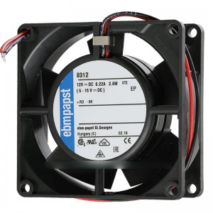 Ebmpapst 8312 12V 2.2W 2wires Cooling Fan