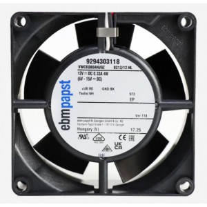 Ebmpapst 8312/12HL ( VWCE080AHJGZ 9294303118 ) 12V 330mA 4.0W 3wires Cooling Fan