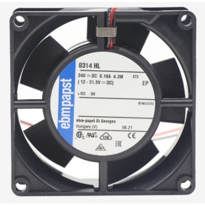 Ebmpapst 8314HL 24V 180mA 4.3W 2wires Cooling Fan