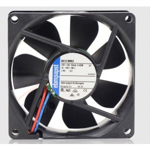 Ebmpapst 8412NMLE 12V 52mA 0.62W 2wires Cooling Fan