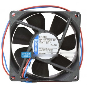 Ebmpapst 8412NU 12V 170mA 2W 2wires Cooling Fan