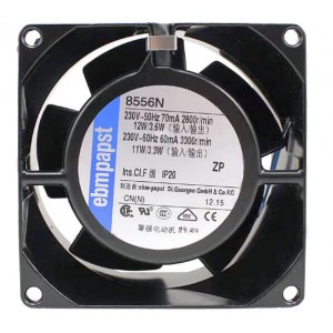 Ebmpapst 8556N 230V 70/60mA 12/11W 2wires Cooling Fan