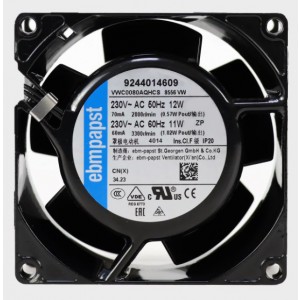 Ebmpapst 8556VW ( VWC0080AQHCS 9244014609 ) 230V 70/60mA 11/12W 2wires Cooling Fan