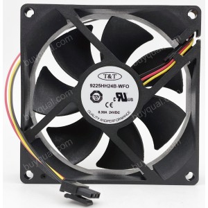 T&T 9225HH24B-WFO 9225HH24B-WF0 24V 0.30A 3wires Cooling Fan