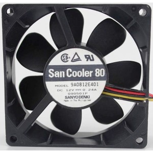 Sanyo 9A0812E401 12V 0.24A 3wires Cooling Fan
