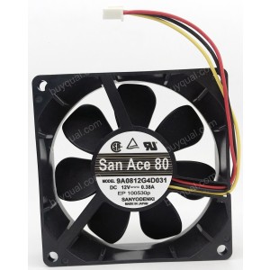 SANYO 9A0812G4D031 12V 0.38A 3 wires Cooling Fan