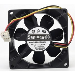 Sanyo 9A0812H401 12V 0.13A 1.56W 3wires Cooling Fan