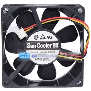 Sanyo 9A0824H401 24V 0.07A 3wires Cooling Fan