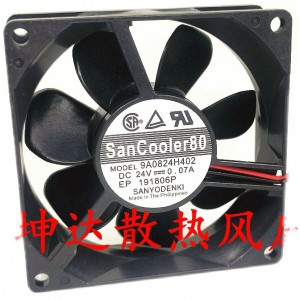 SANYO 9A0824H402 24V 0.07A 2wires Cooling Fan 