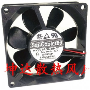 SANYO 9A0824H402 24V 0.07A 2wires Cooling Fan 