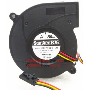 SANYO 9BD24SC6-20 24V 0.14A 3wires Cooling Fan 
