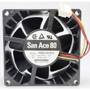Sanyo 9G0812G1D03 9G0812G1051 12V 1.1A 3wires Cooling Fan