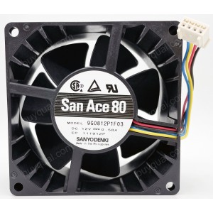 Sanyo 9G0812P1F03 9G0812P1F031 12V 0.58A 4wires Cooling Fan