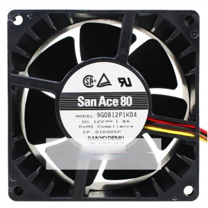 Sanyo 9G0812P1K04 12V 1.8A 21.6W 4wires Cooling Fan