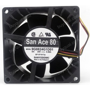 Sanyo 9G0824G1D01 24V 0.56A 3wires Cooling Fan
