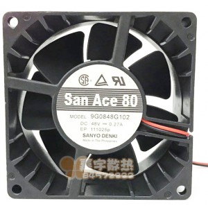 Sanyo 9G0848G102 48V 0.27A 2wires Cooling Fan