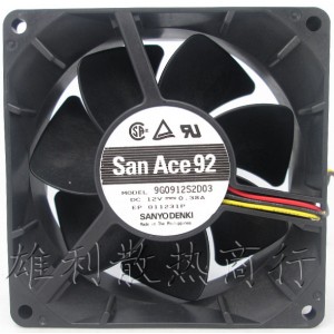 SANYO 9G0912S2D03 12V 0.38A 3wires Cooling Fan