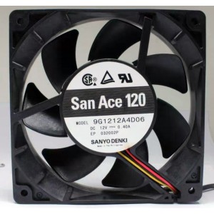Sanyo 9G1212A4D06 12V 0.4A 4.8W 3wires Cooling Fan