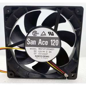 Sanyo 9G1212G401 12V 0.9A 3wires Cooling Fan