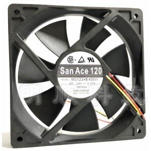Sanyo 9G1224E4D01 24V 0.37A 3wires Cooling Fan 