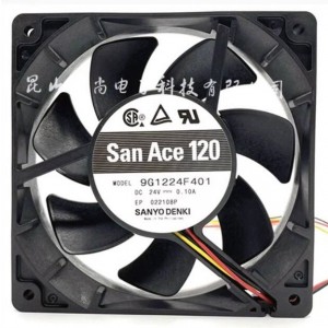 Sanyo 9G1224F401 12V 0.1A 2.4W 3wires Cooling Fan