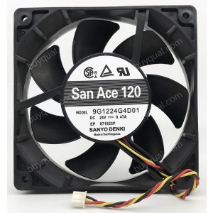 Sanyo 9G1224G4D01 24V 0.47A 3wires Cooling Fan