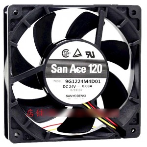 SANYO 9G1224M4D01 24V 0.08A 3wires Cooling Fan