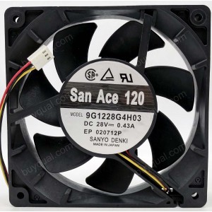 Sanyo 9G1228G4H03 28V 0.43A 3wires Cooling Fan