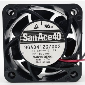 Sanyo 9GA0412G7002 12V 0.17A 2wires Cooling Fan - Original New