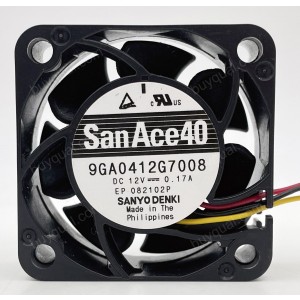 SANYO 9GA0412G7008 12V 0.17A 3wires Cooling Fan