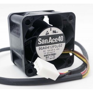 Sanyo 9GA0412P3J32 12V 0.49A  4wires Cooling Fan