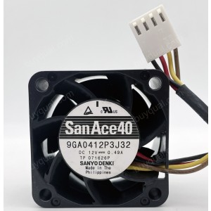 Sanyo 9GA0412P3J32 12V 0.49A  4wires Cooling Fan
