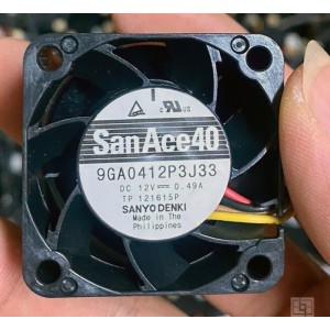 SANYO 9GA0412P3J33 9GA0412P3J32 12V 0.49A 4wires Cooling Fan