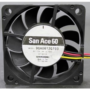 SANYO 9GA0612G703 12V 0.16A 3wires Cooling Fan 