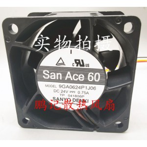 SANYO 9GA0624P1J06 24V 0.75A 3wires Cooling Fan 