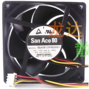 SANYO 9GA0812P4GD001 12V 0.48A 3wires Cooling Fan