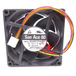 SANYO 9GA0812P4H001 12V 0.22A 4wires Cooling Fan 